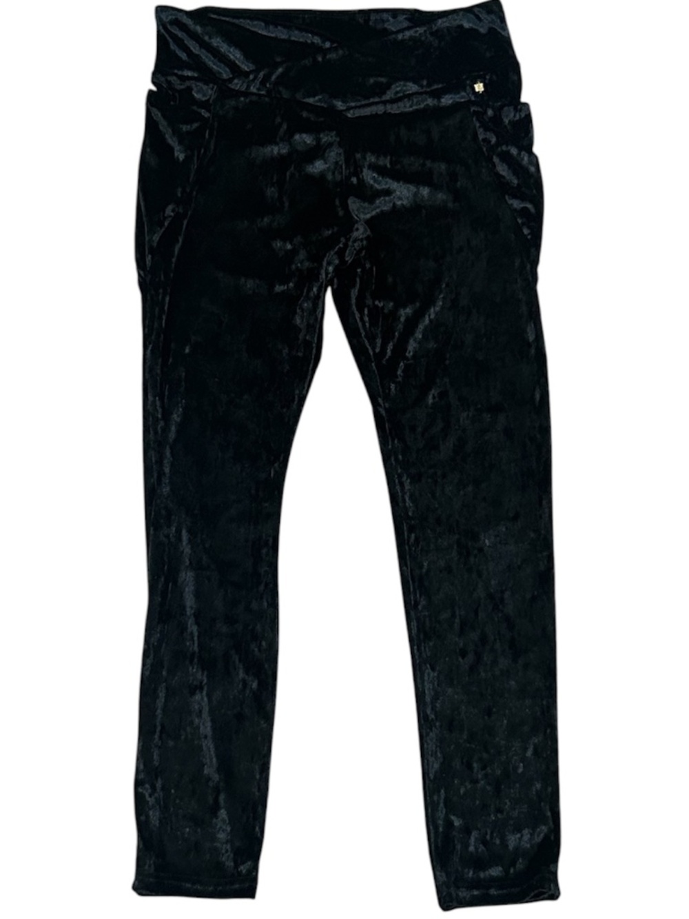 Fabletics NWT High Waist Crushed Velour Crossover Waist Black Leggings XL - Picture 4 of 10